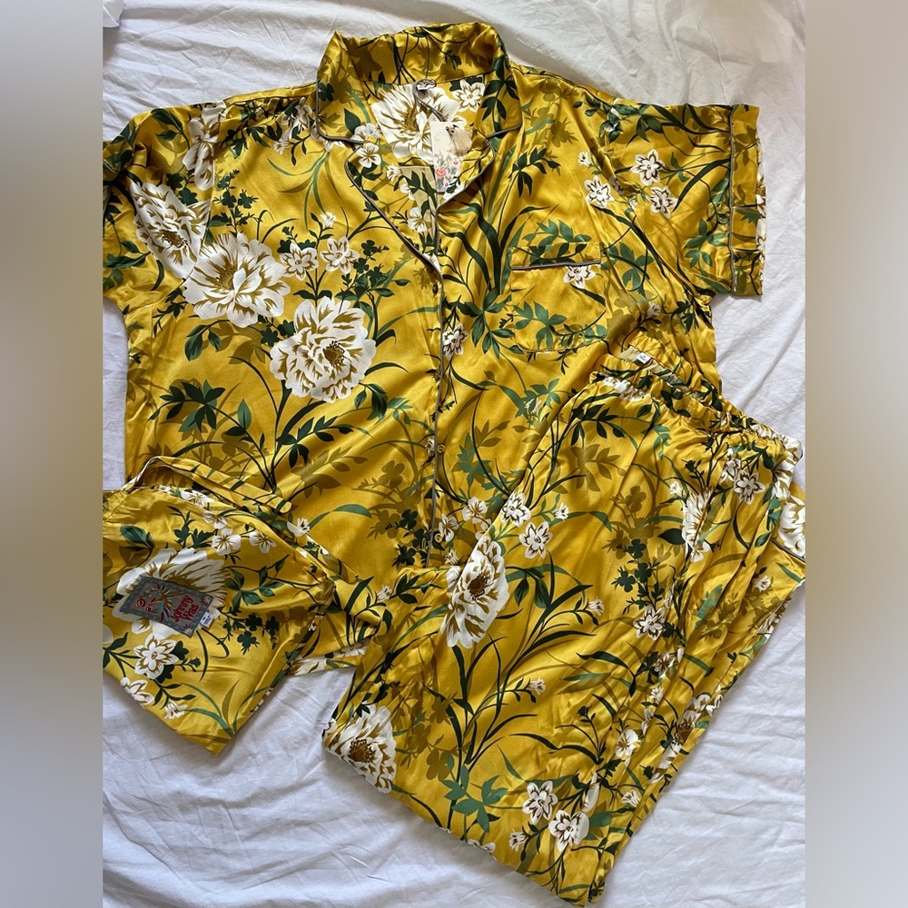 Johnny Was Silk Erina Pajama Set XL MSRP $450 RARE